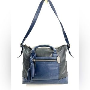 Coach Legacy Rory 19902 Black Blue Leather Large Tote Shoulder Bag Tassels